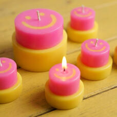 Bougie « Smiley » rose, grande