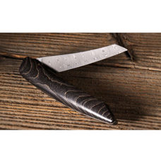 Pocket/Steak knife Damascus, Ash black