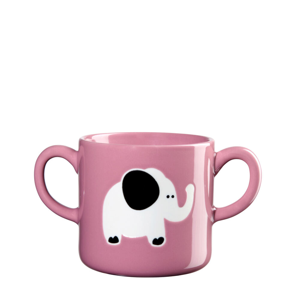 Tasse à anse violette,
Éléphant 