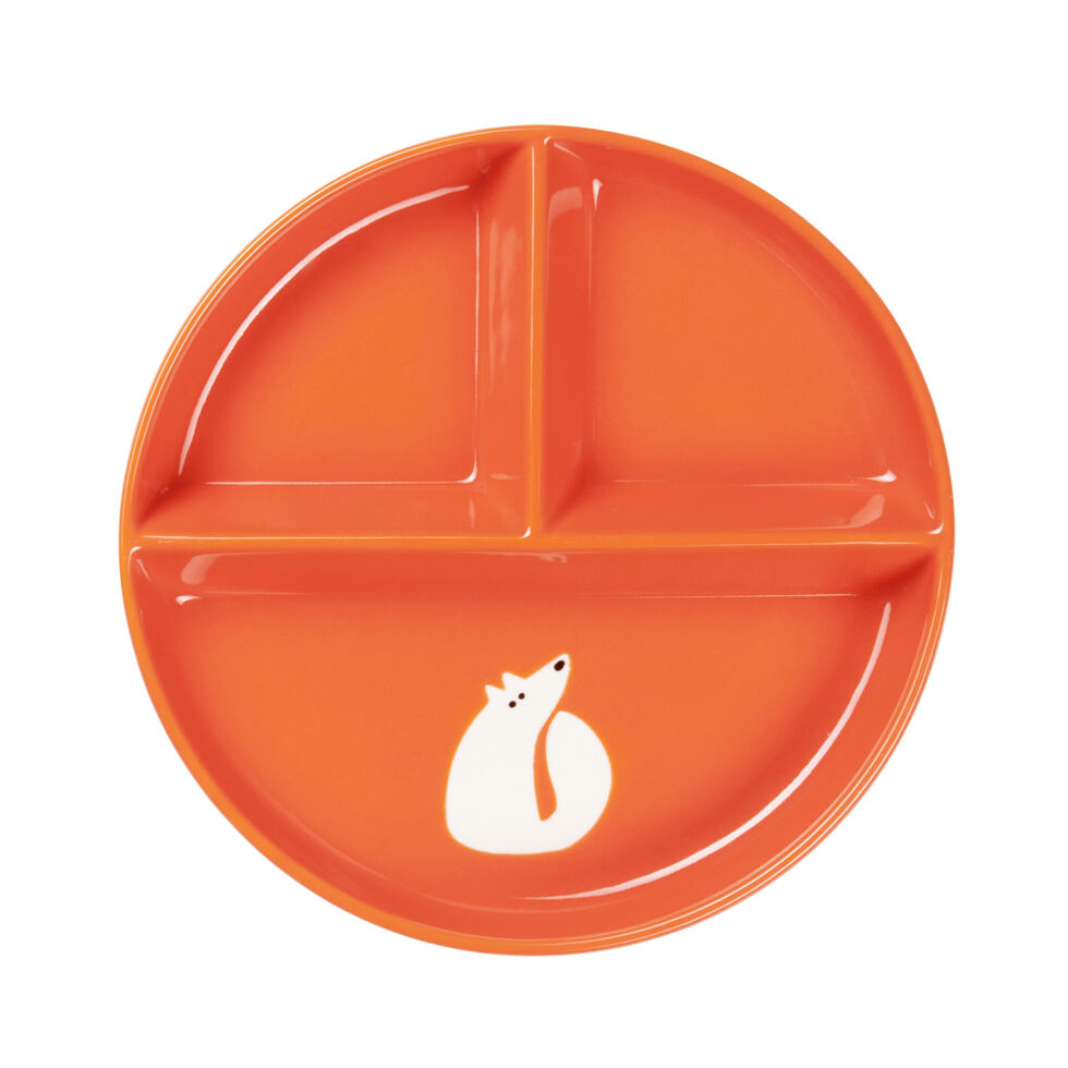Assiette orange,
Renard 