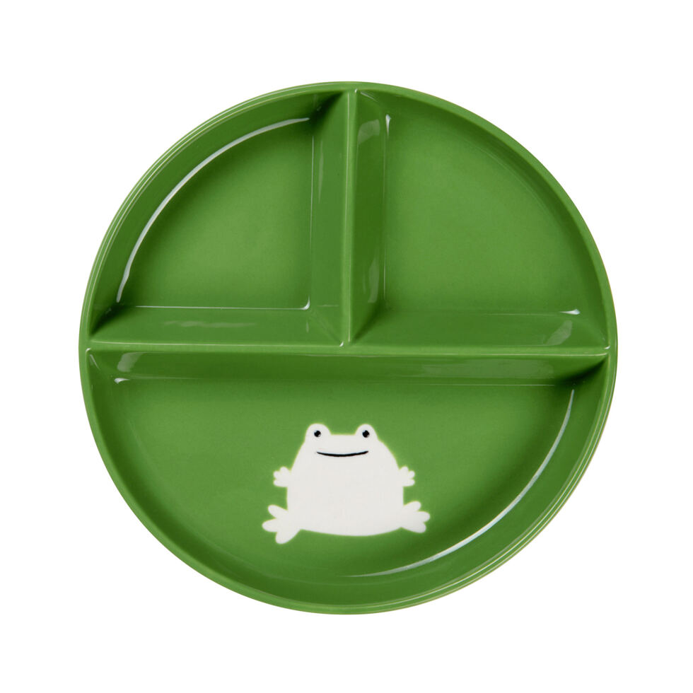 Assiette verte,
Grenouille 