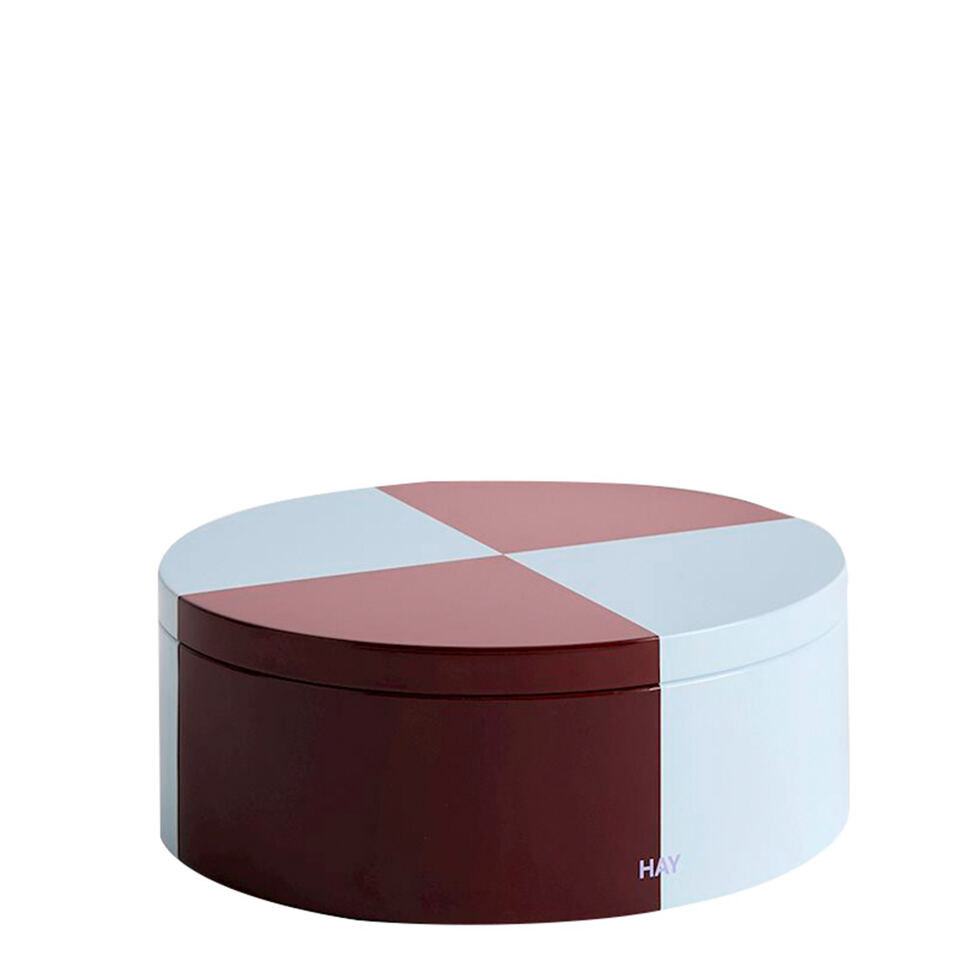 Dose bordeaux/hellblau
rund Dose bordeaux/hellblau
rund