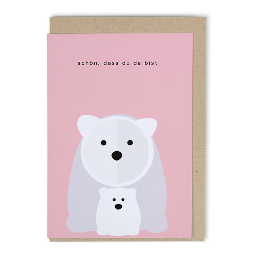Carte pliée Ours polaire,
Heureux de te voir 