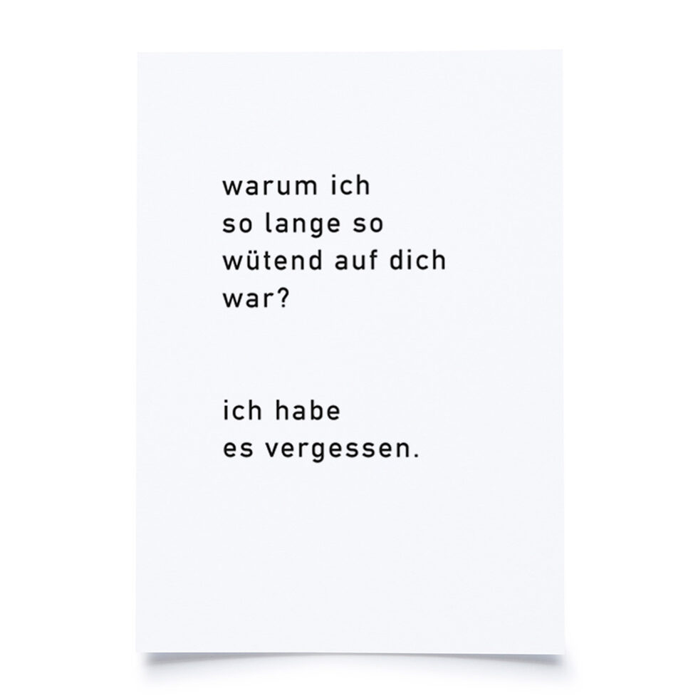 Postkarte
Warum ich so lange... Postkarte
Warum ich so lange...