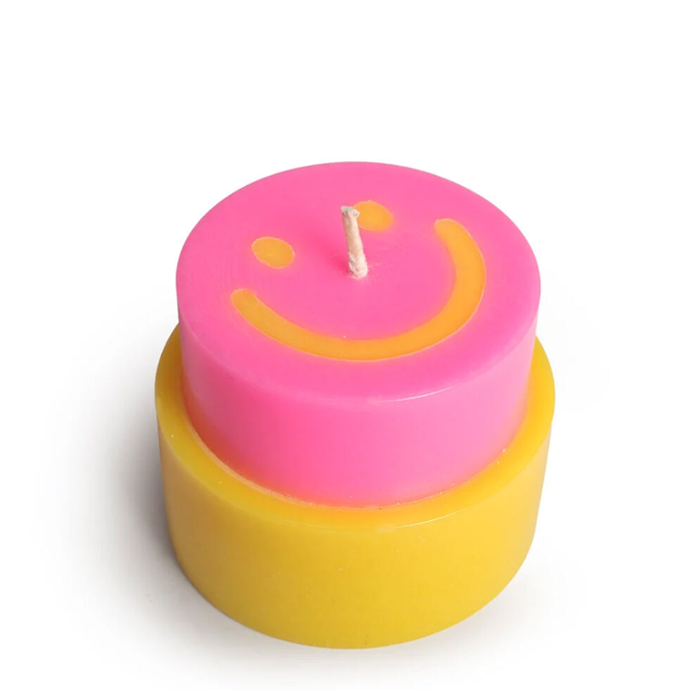 Bougie « Smiley » rose, grande Bougie « Smiley » rose, grande
