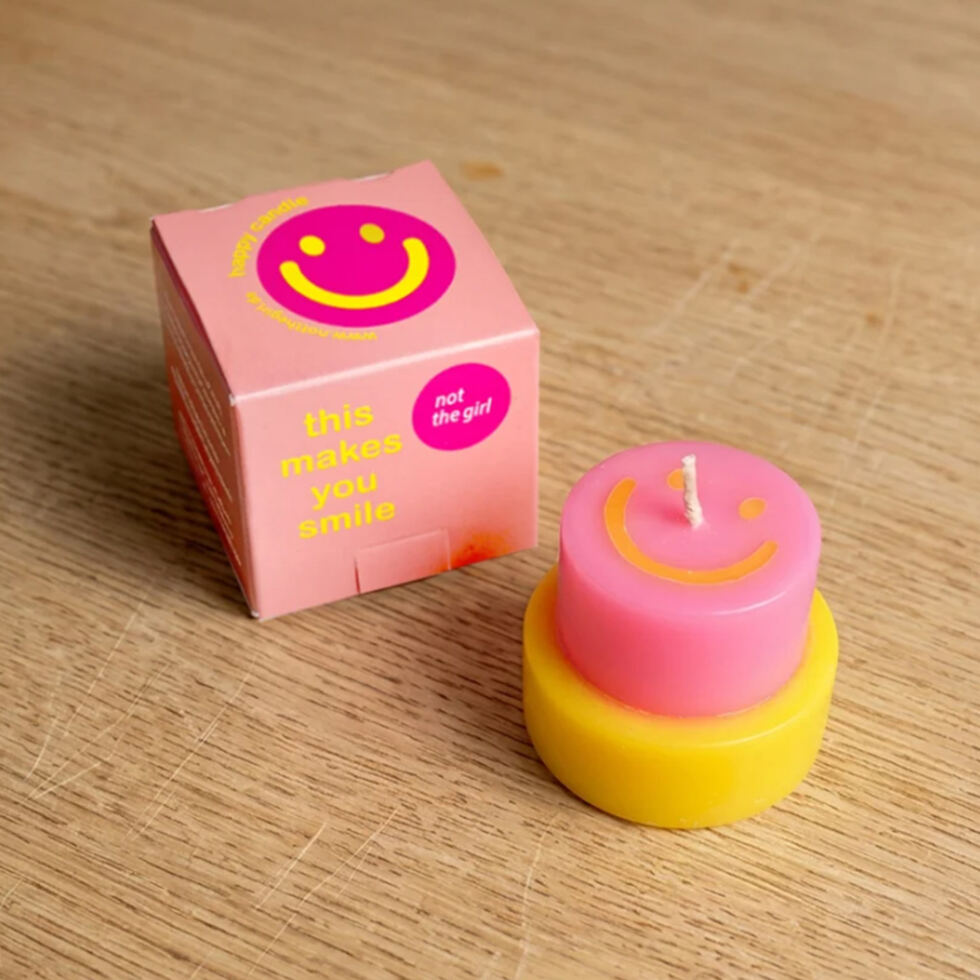 Bougie « Smiley » rose, petite 