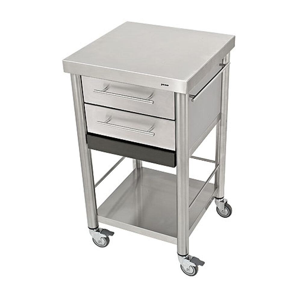 Chariot de cuisine en acier inoxydable2 tiroirs50 x 50 