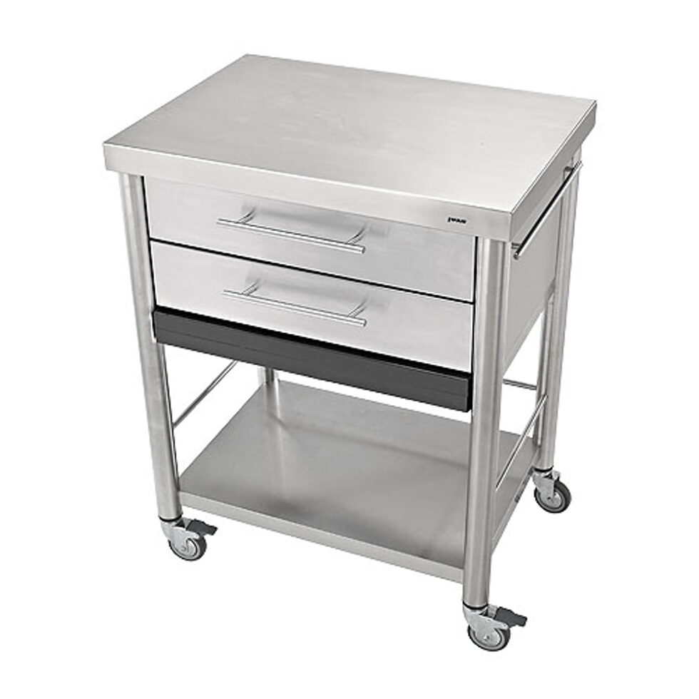 Chariot de cuisine en acier inoxydable2 tiroirs50 x 70 Chariot de cuisine en acier inoxydable2 tiroirs50 x 70