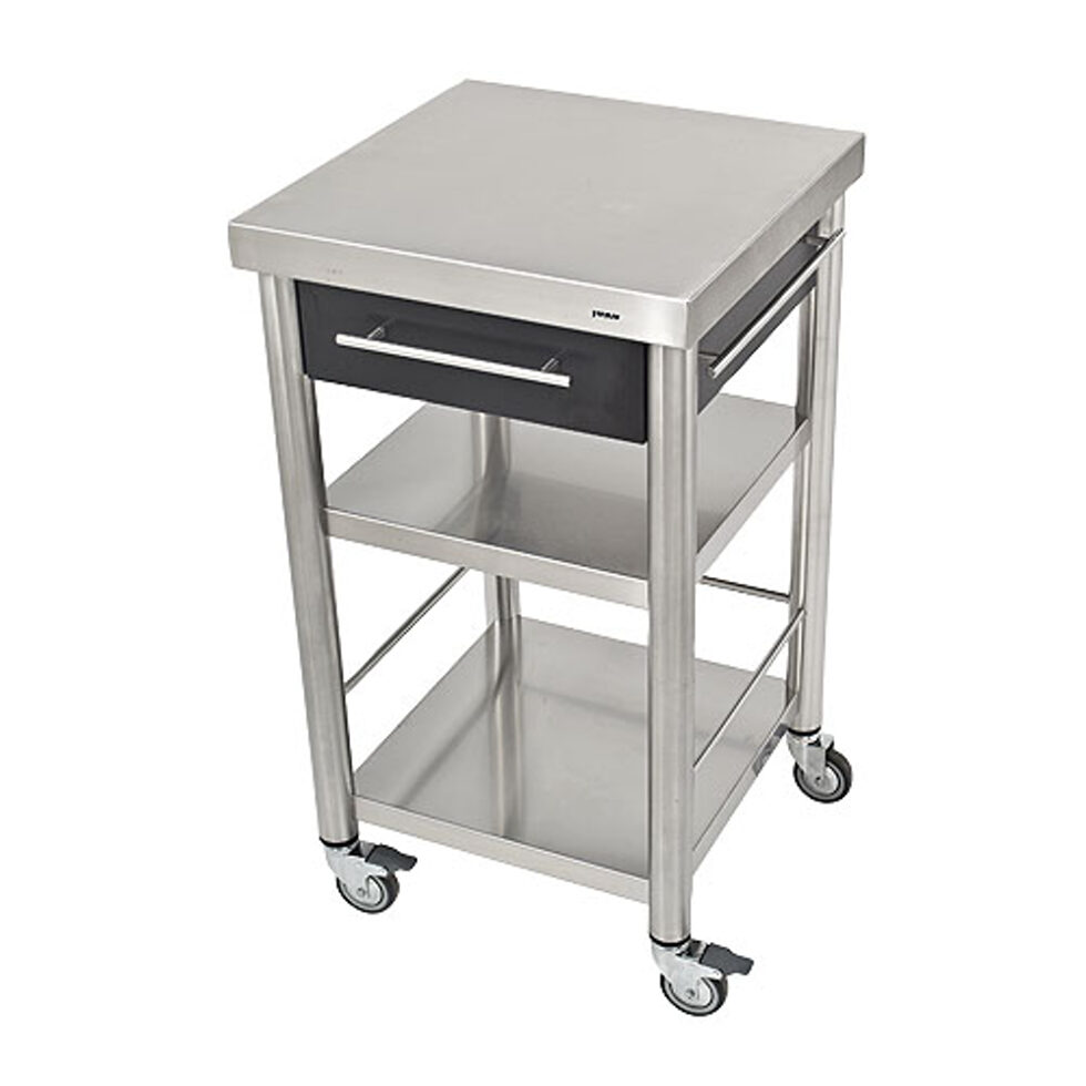 Chariot de cuisine Corian noir1 tiroir50 x 50 