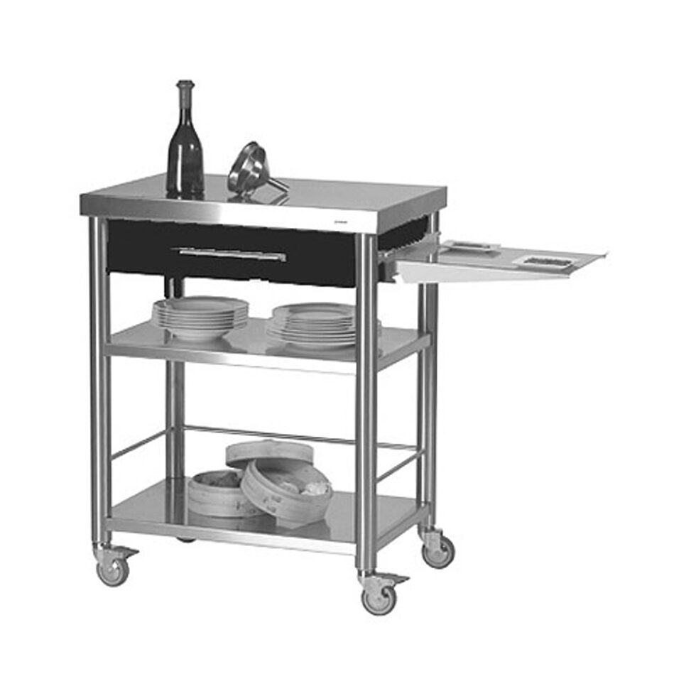 Chariot de cuisine Corian noir1 tiroir50 x 70 Chariot de cuisine Corian noir1 tiroir50 x 70