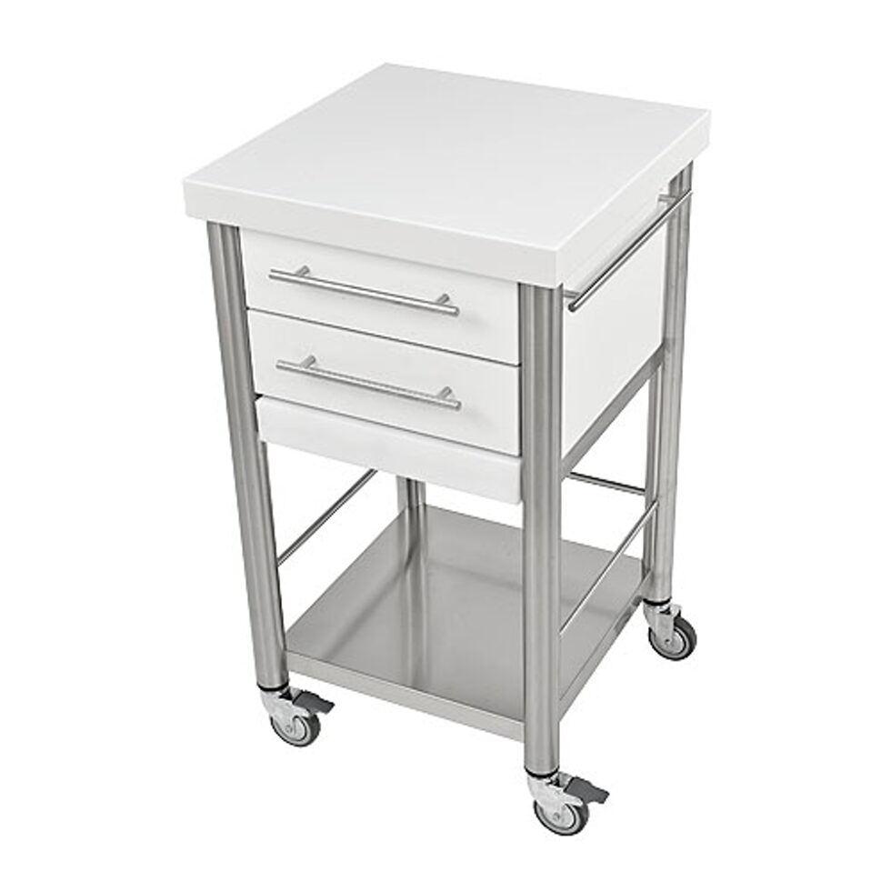 Chariot de cuisine Corian blanc2 tiroirs50 x 50 