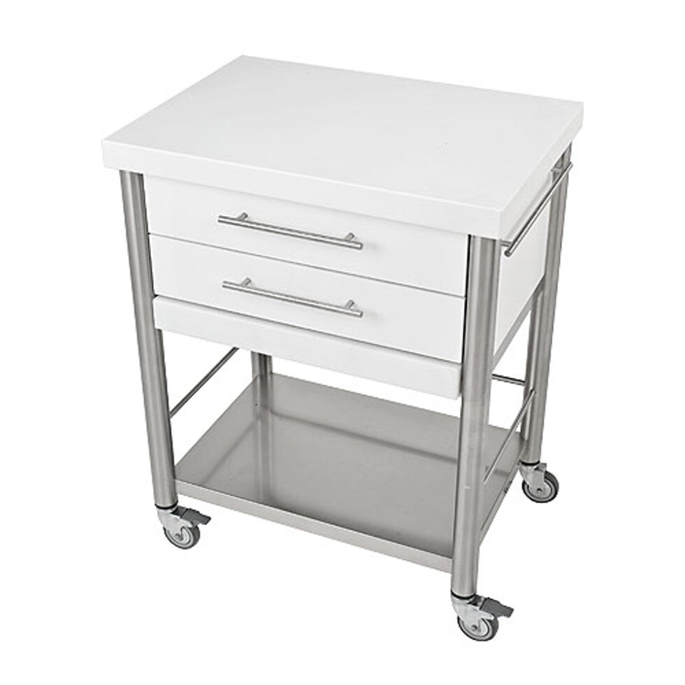 Chariot de cuisine Corian blanc2 tiroirs50 x 70 