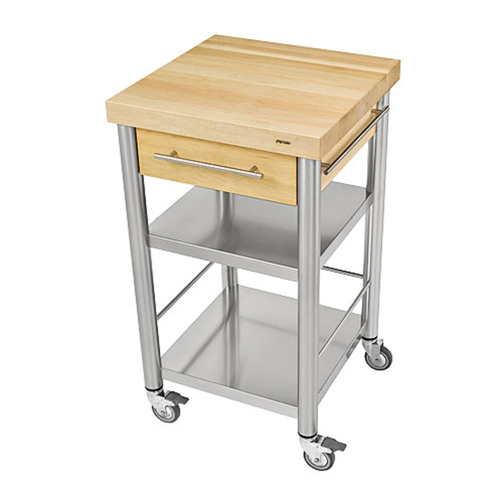 Wagon-cuisine en bois longitudinal de hêtre blanc,1 tiroir50 x 50 Wagon-cuisine en bois longitudinal de hêtre blanc,1 tiroir50 x 50