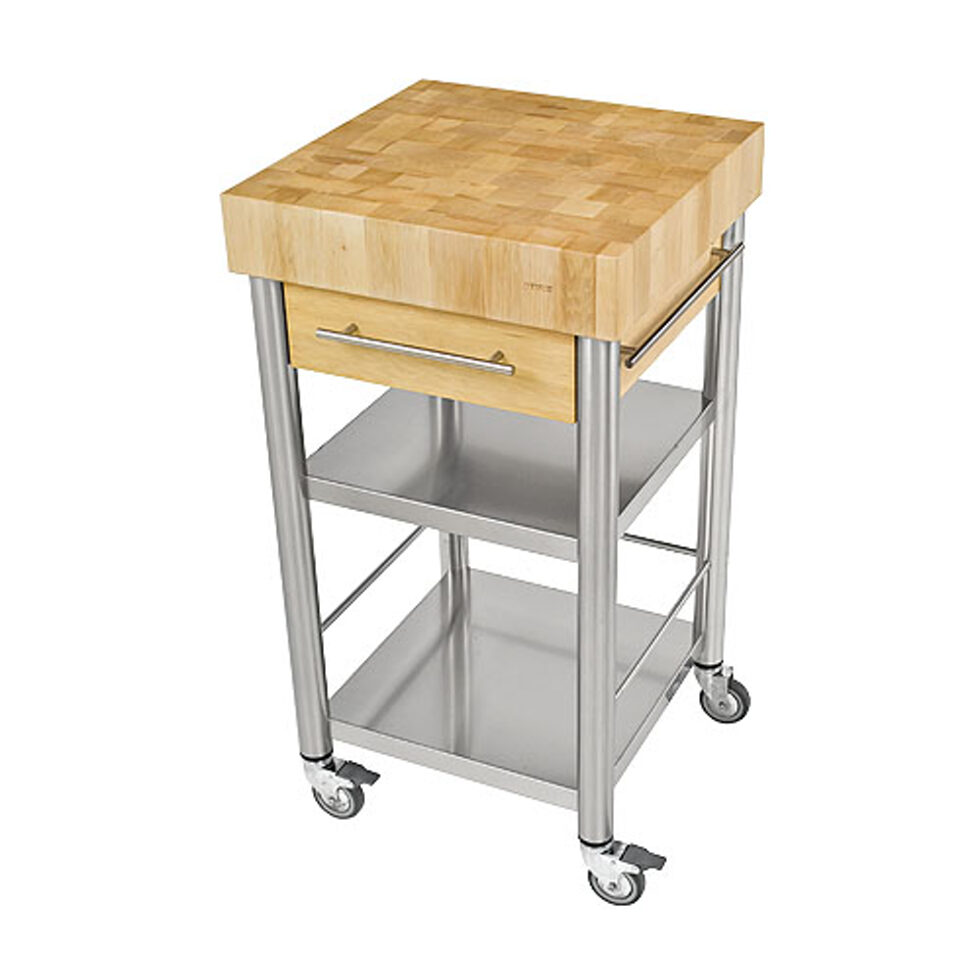 Küchenwagen Weissbuche Stirnholz, 
1 Schublade
50 x 50 