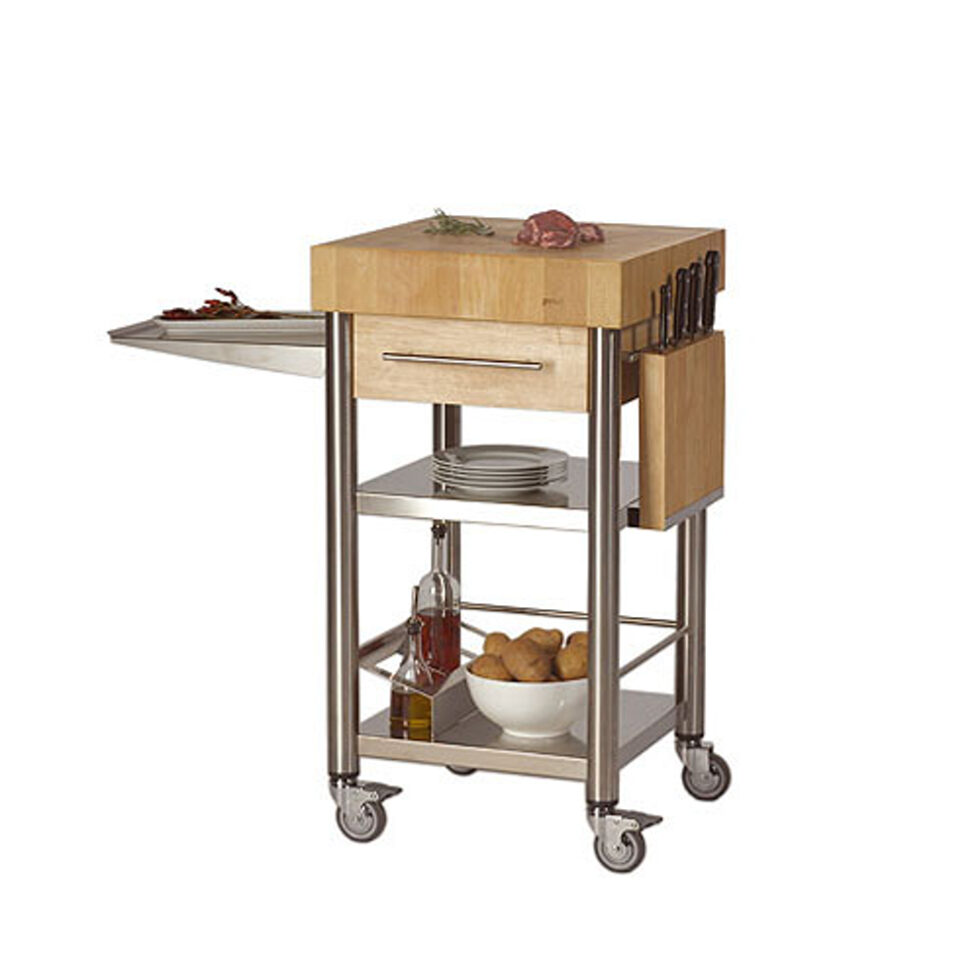Küchenwagen Weissbuche Stirnholz, 
1 Schublade
50 x 50 