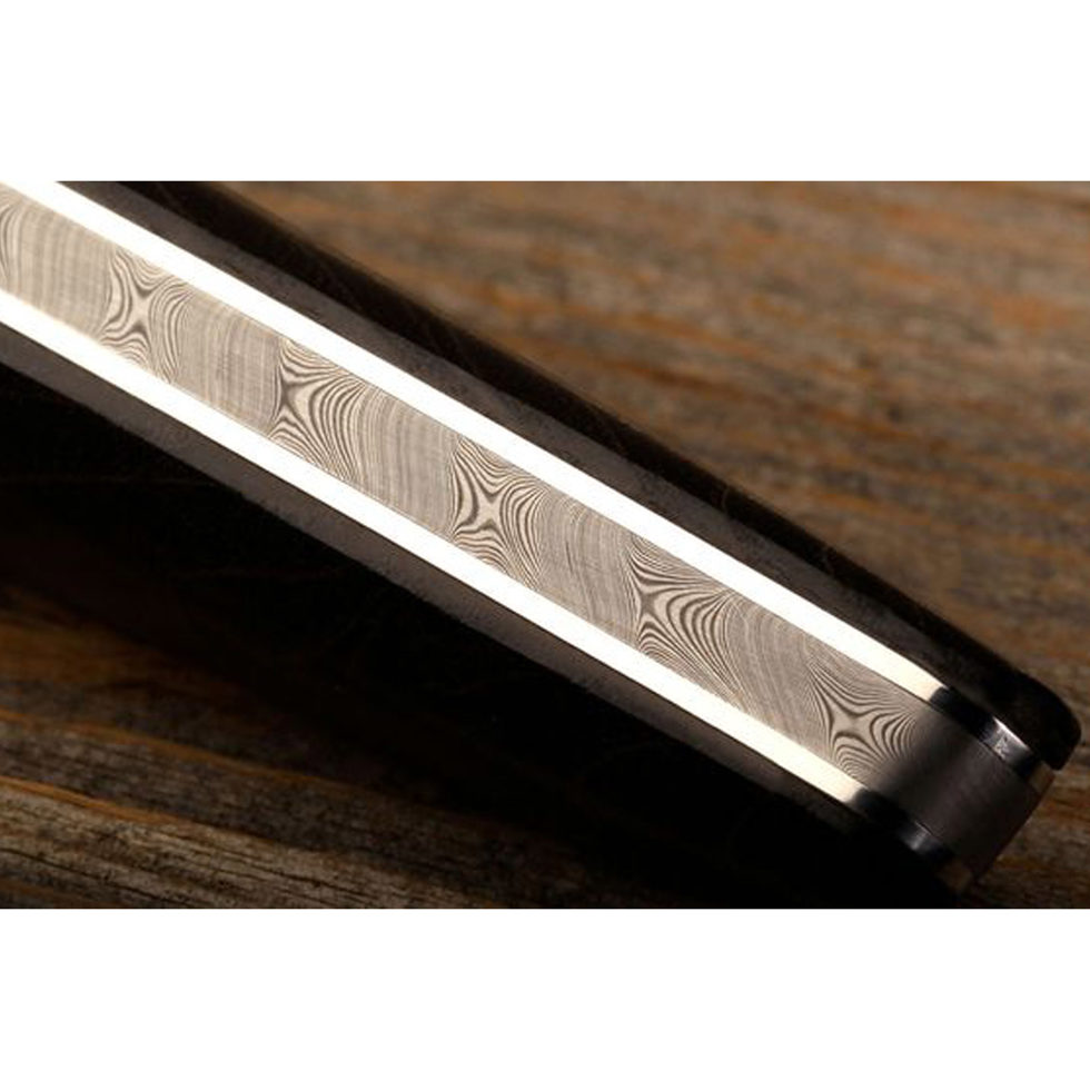 Pocket/Steak knife Damascus, Ash black 
