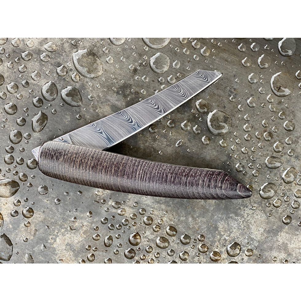 Pocket/Steak knife Damascus, Ash black 