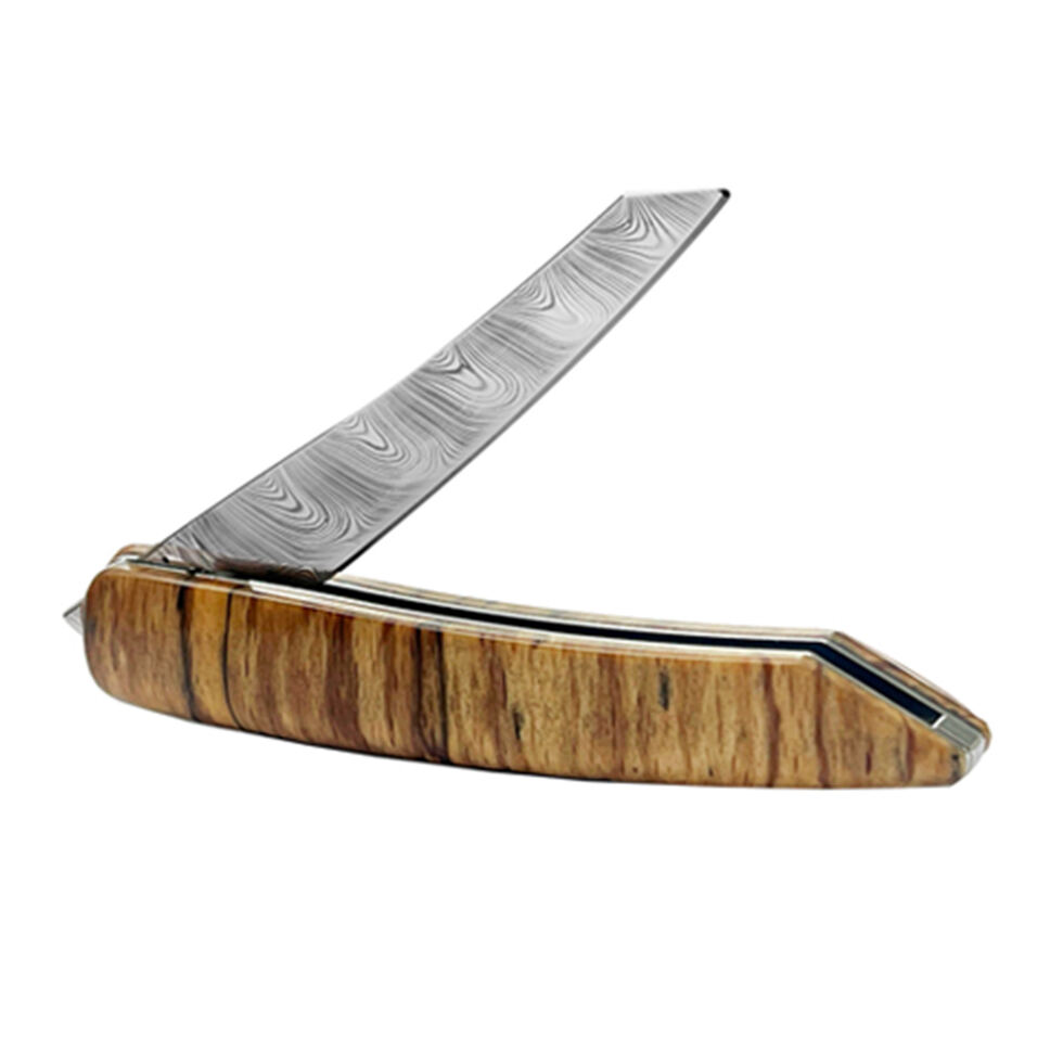 Taschen/Steakmesser Damast, 
Schwemmholz Griff 