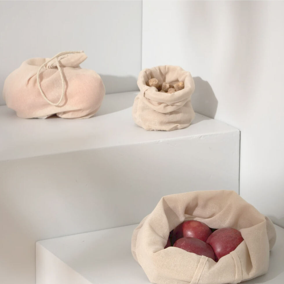 Stoffbeutel Food 
3er Set, beige 